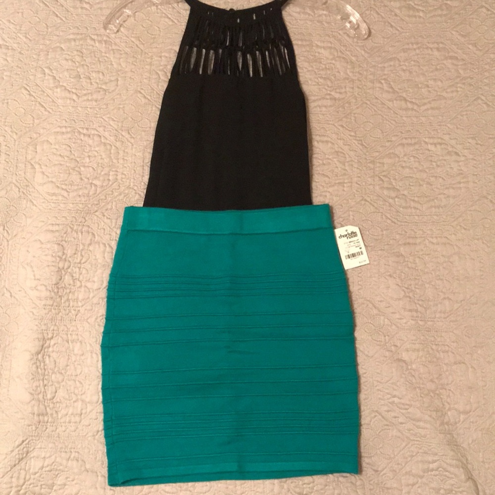 NWT Charlotte Russe teal mini skirt